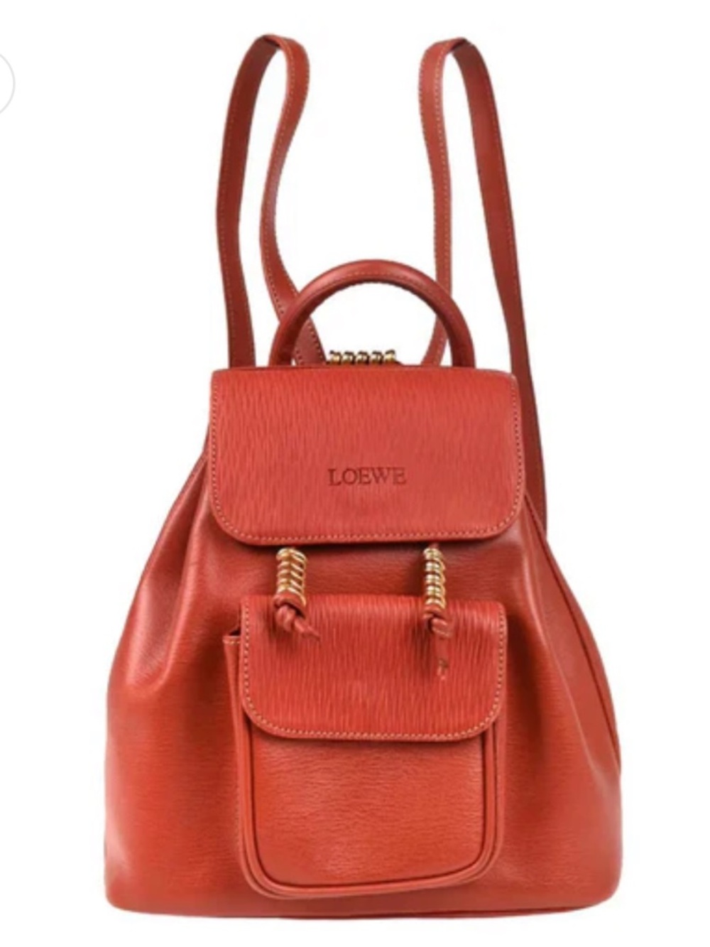 Loewe Rust Leather Mini Backpack with Front Pocket